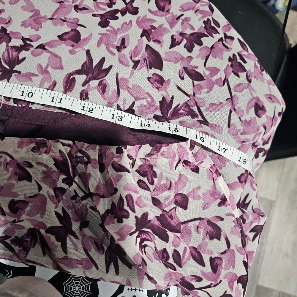 y2k 2000s pink purple floral hankerchief hem midi skirt - Picture 5 of 6